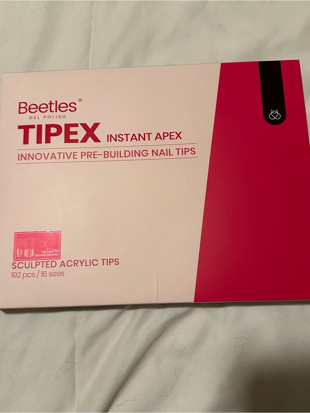 Beetles TIPEX Pink Sculpted Acrylic Press-On Nail Tips - Instant Apex